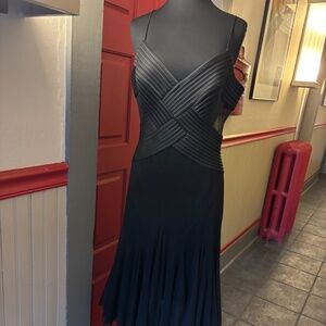 Black Cut-Out Dress, size 12, , tulle and satin, woven top, mermaid tulle